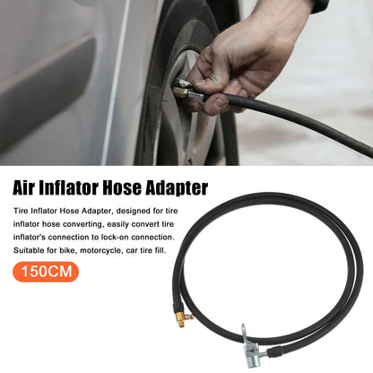 Tire Inflator Pump Hose with Locking Air Chuck 150cm for Car Motorcycle
