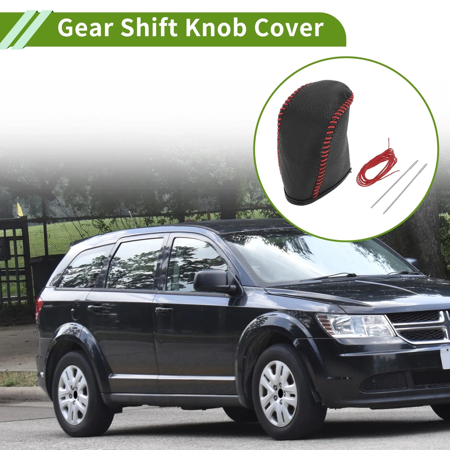 Dodge Journey Gear Shift Knob Cover 2011-2020 Pebbled Black Red