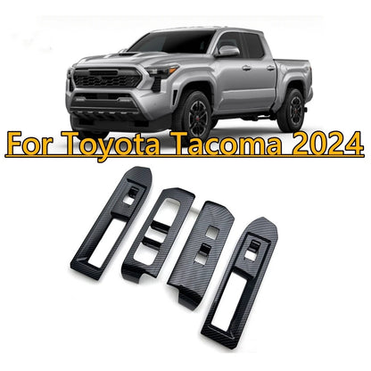 4x ABS Carbon Fiber Pattern Window Lift Cover Trim for Toyota Tacoma (2024–2024)