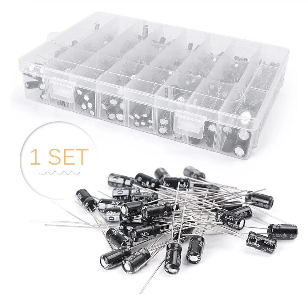 500 x 0.1uF-1000uF Electrolytic Capacitors Assortment Kit for Electronics