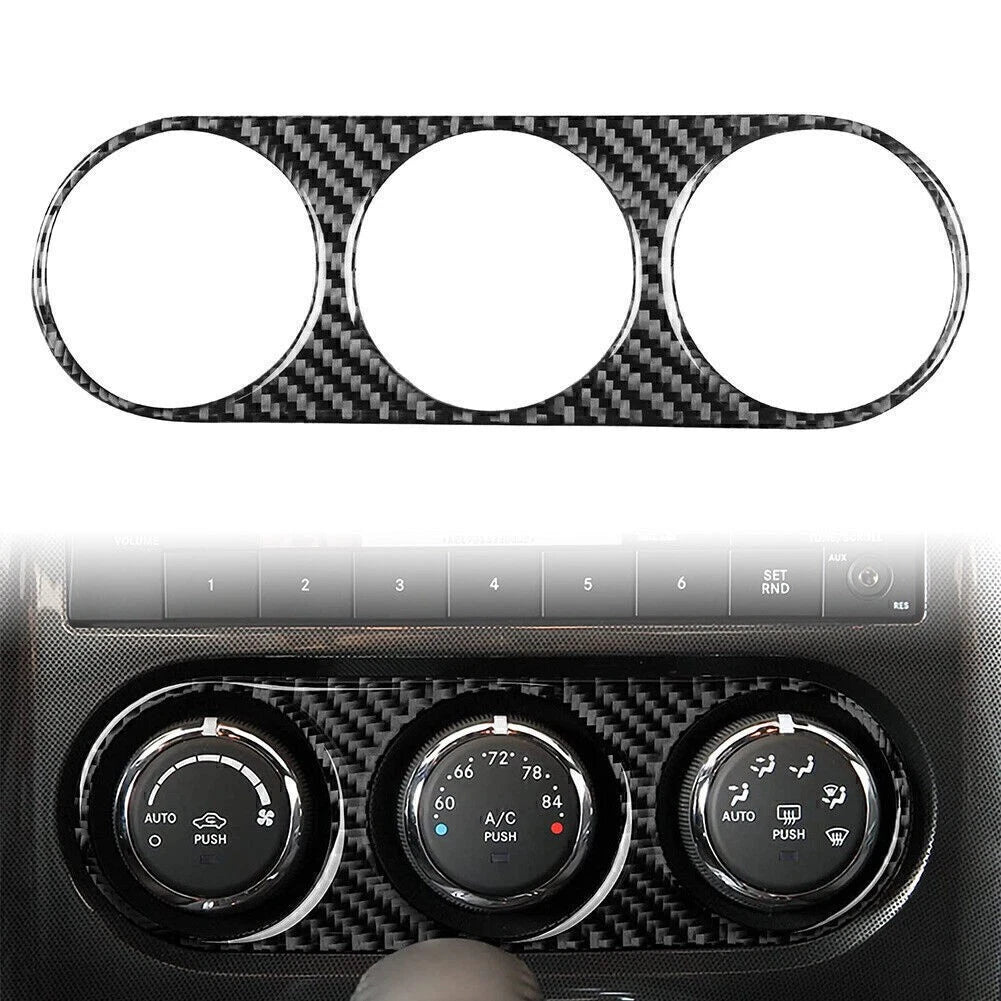 Black Carbon Fiber Air Conditioning Switch Panel Trim for Dodge Challenger (2008-2014)
