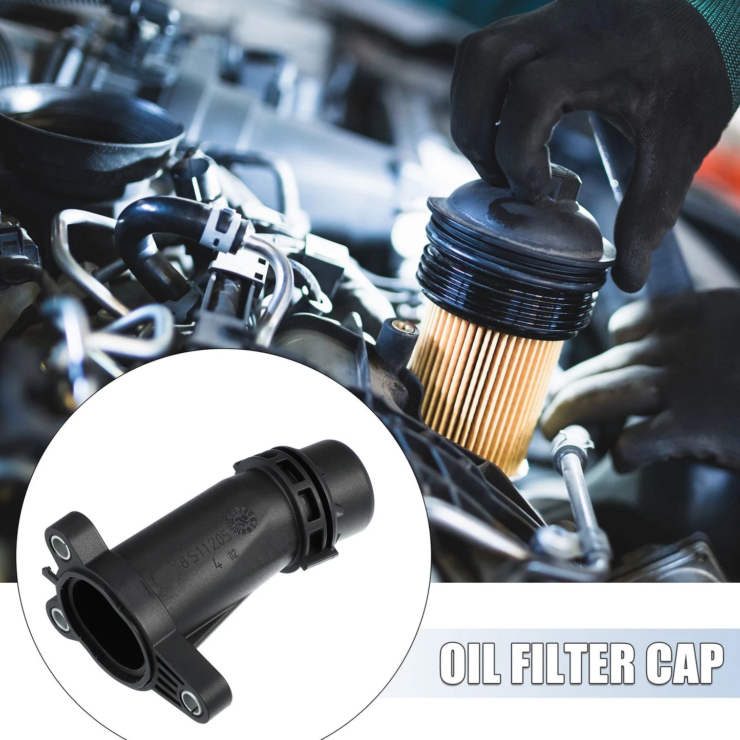 Black Oil Filter Cap Cover for BMW 530i X1 X2 X3 530e 220i 230i 520i (2006-2023)