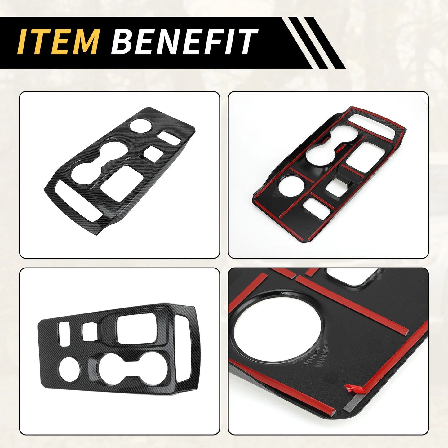 Carbon Fiber Gear Shift Frame Panel Cover Trim for Ford Ranger (2023-2024)