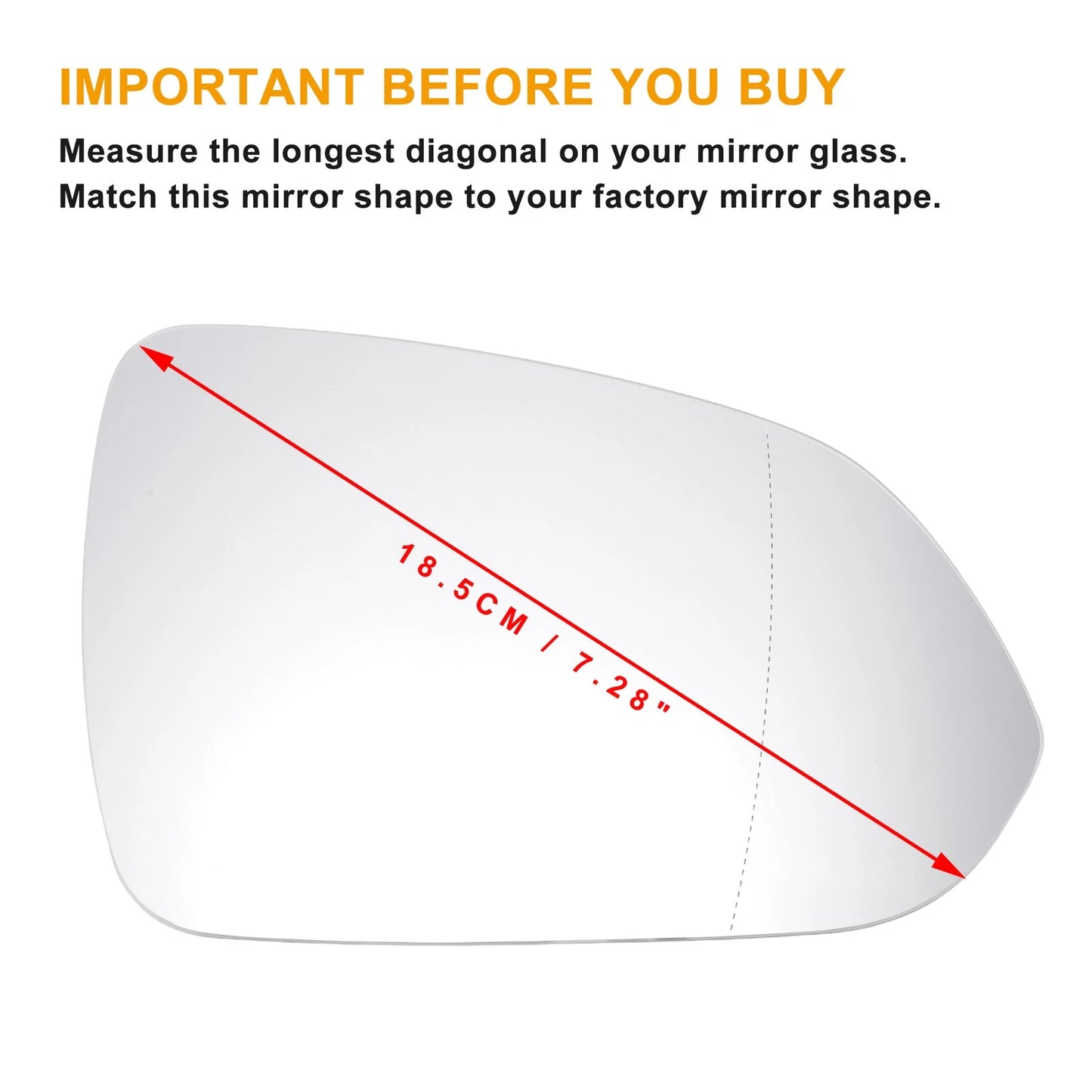 Right Side Heated White Mirror Glass for KIA Rio (2017-2020)