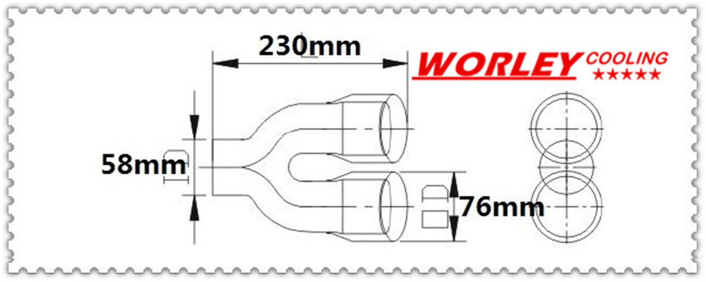 2.2" Exhaust Tip Dual Round Slant Outlet