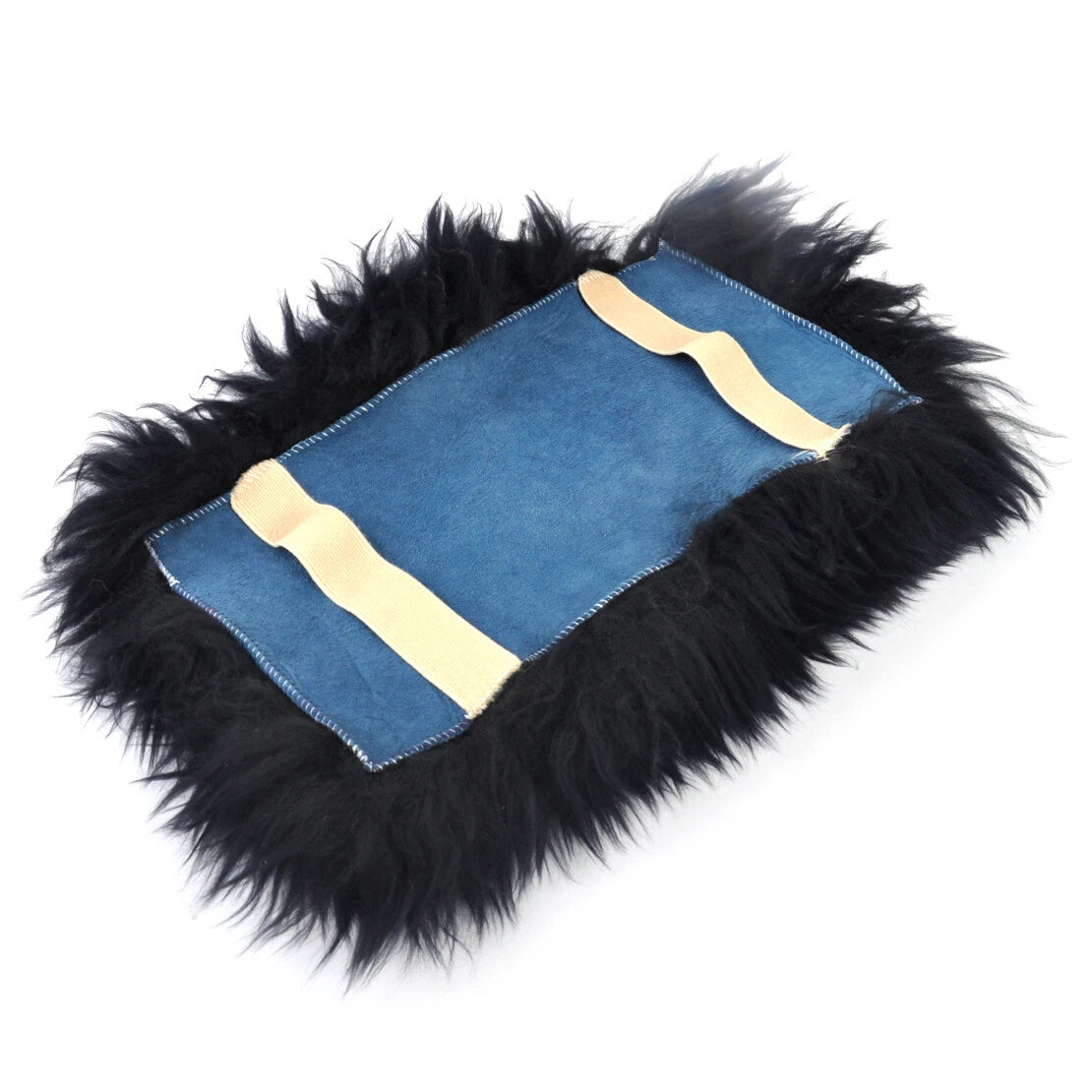 Black Sheepskin Center Console Armrest Cover for Car