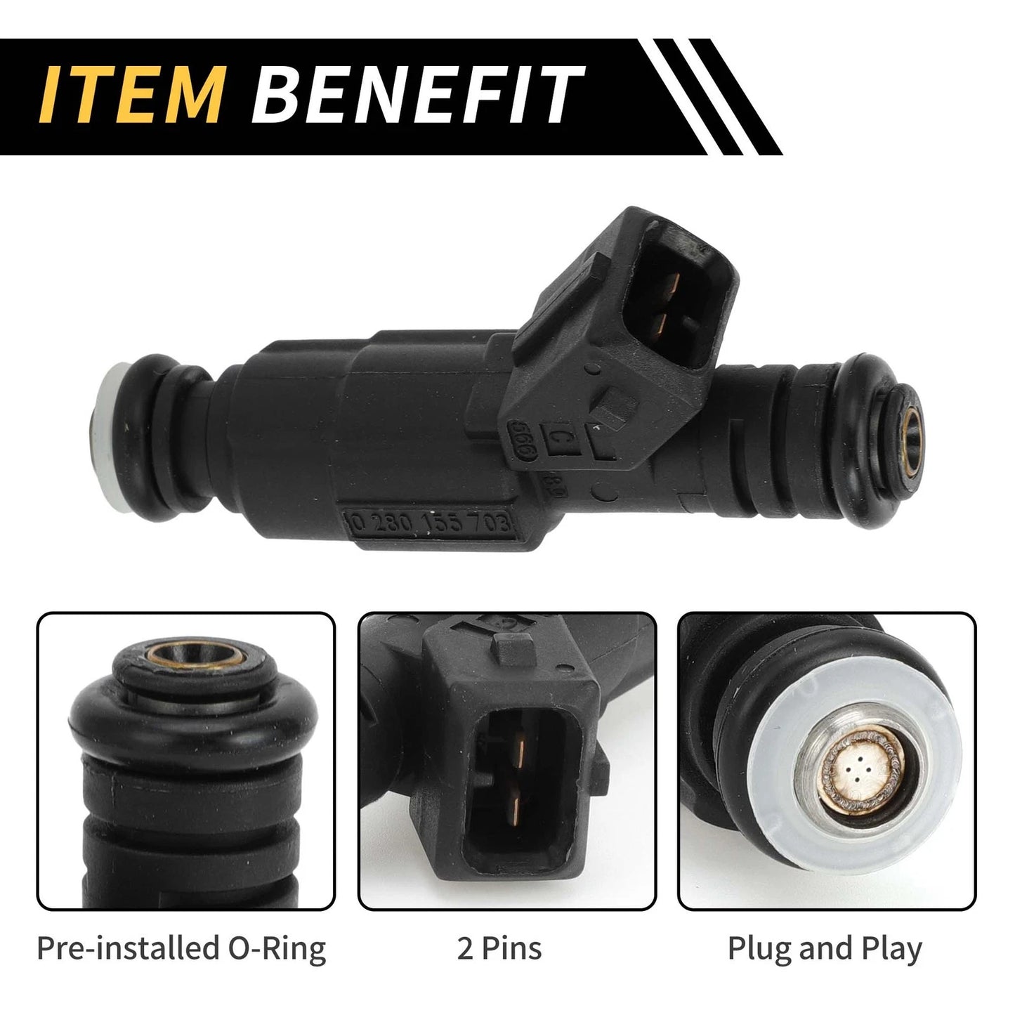 Fuel Injector Nozzle for Jeep Grand Cherokee 4 Holes Black (1993-2023)