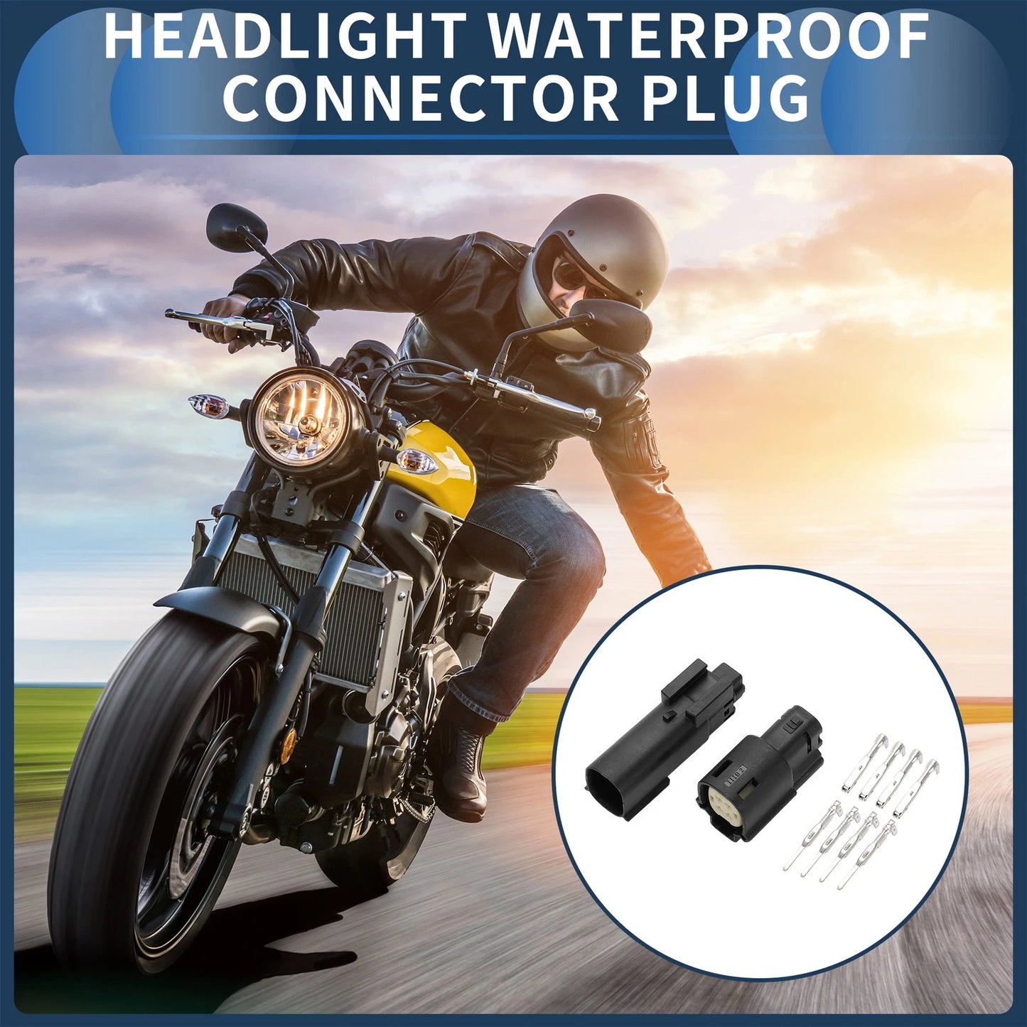 4 Pin / 1 Set / Headlight Waterproof Connector Plug Black for Harley-Davidson