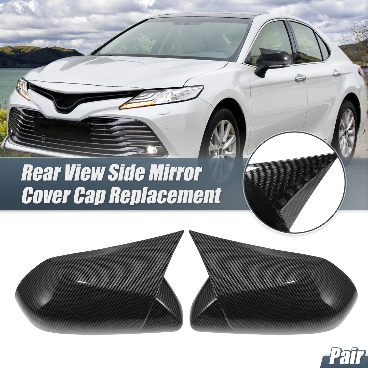 Rearview Mirror Cover Overlay Carbon Fiber for Toyota Camry (2018-2020)