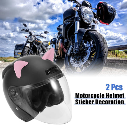 2 x Cat Ears Style Sticker Helmet Decoration for Motorcycle Pink TPU