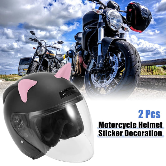 2 x Cat Ears Style Sticker Helmet Decoration for Motorcycle Pink TPU