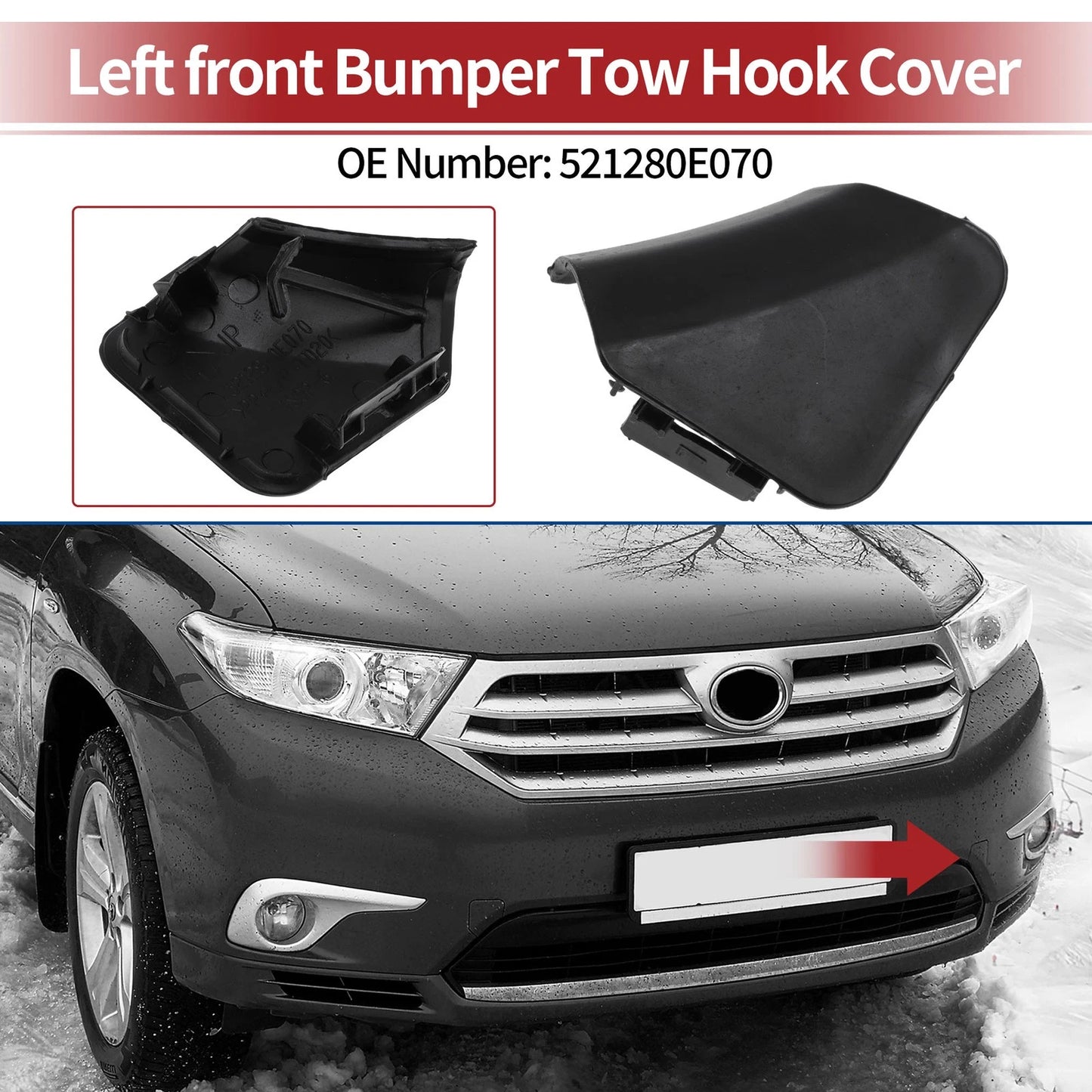 Left Front Tow Hook Cover Cap 1 Pc for Toyota Highlander