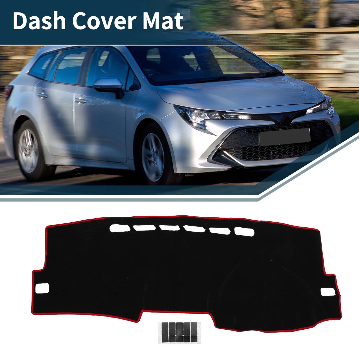 Dashboard Cover Mat for Toyota Corolla (2007-2012) Black Red 1 Set