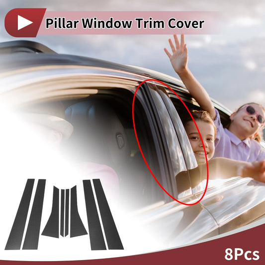8 Pcs Door Pillar Window Trim Black Carbon Fiber for Buick Lacrosse (2004–2009)