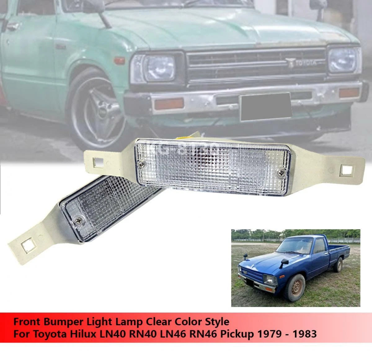 Clear Lens Front Bumper Light for Toyota Hilux LN40 RN40 LN46 RN46 (1984-1997)