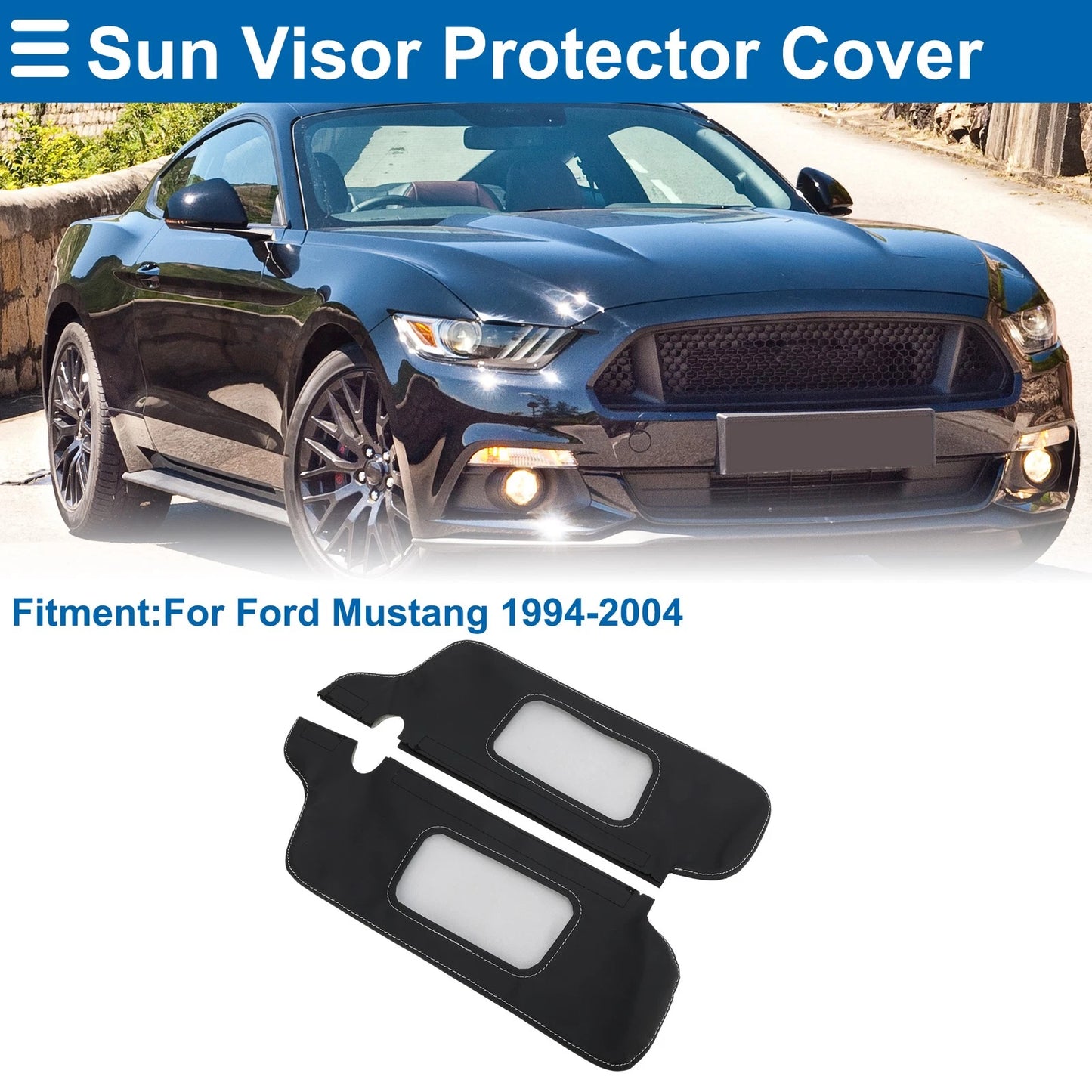 Sun Visor Covers  for Ford Mustang (1994-2004) Black Gray Line