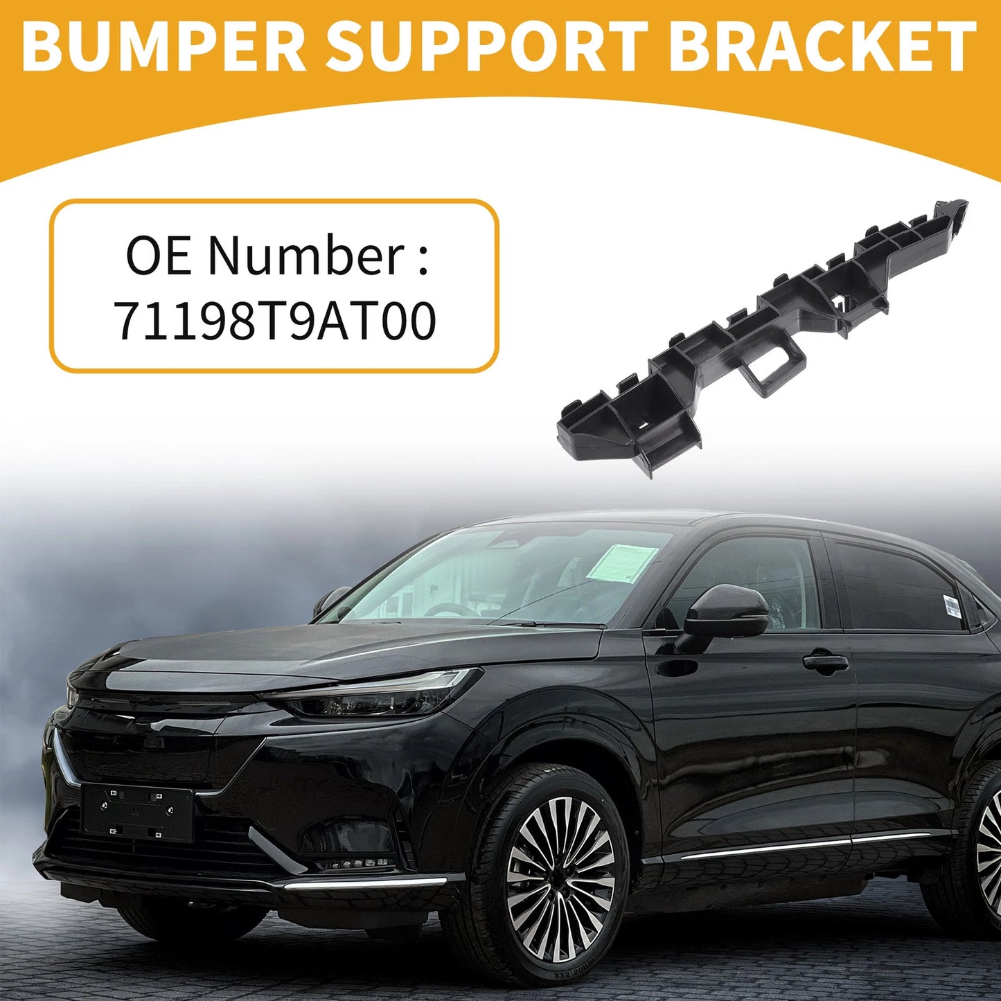 LH Rear Bumper Support Bracket for Honda City Sedan (2014-2016) 1 Pc Black