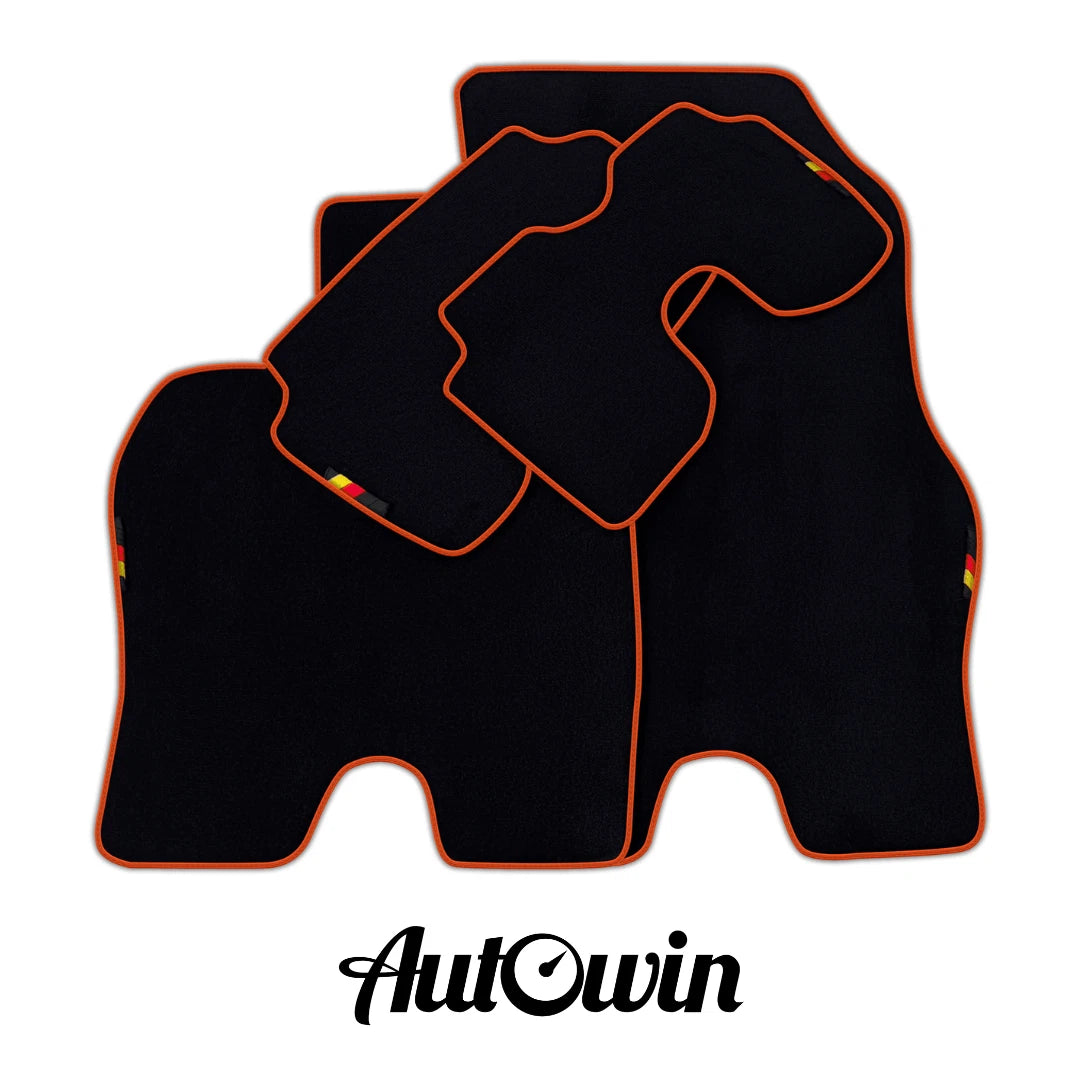 AutoWin Black Floor Mats for BMW i8 with Red Trim (2014-2017)