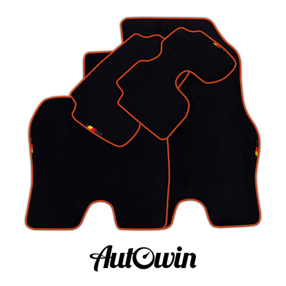 AutoWin Black Floor Mats for BMW i8 with Red Trim (2014-2017)