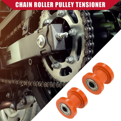 8mm 10mm Chain Roller Pulley Tensioners for Motorcycle Mini Bike Orange