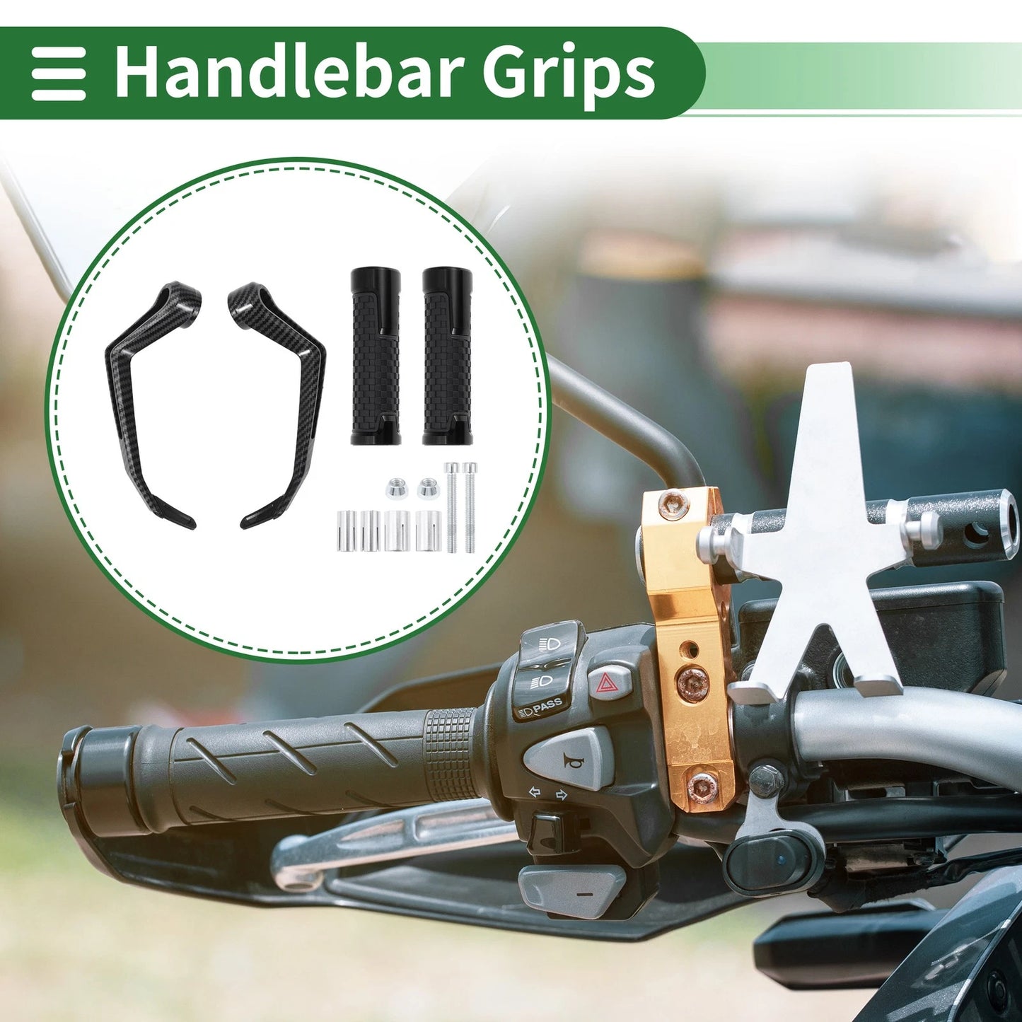 7/8" 22mm Hand Grips Cover Kit for Motorcycle Handle Bar Throttle Black Plaid