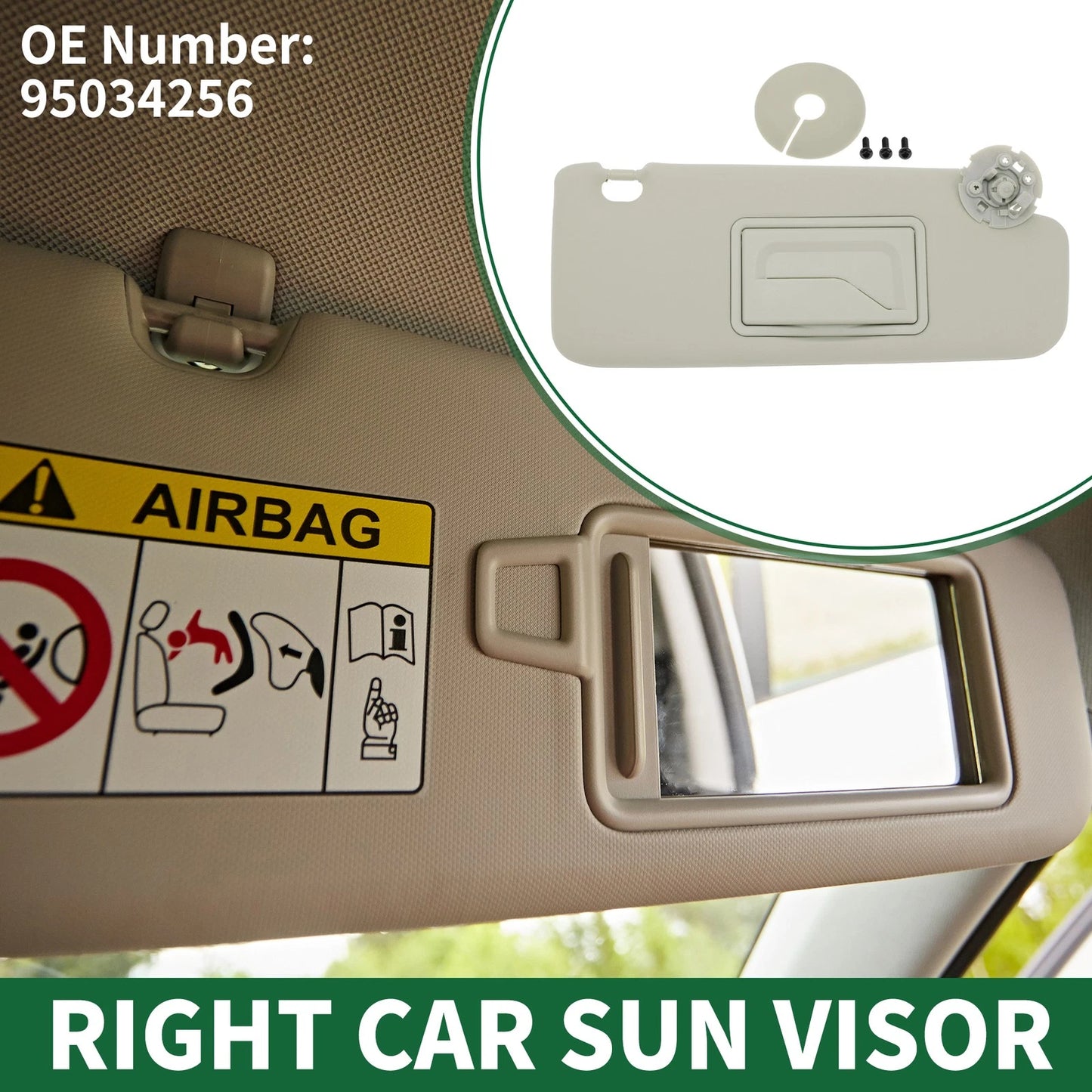 Right Car Sun Visor with Mirror for Chevrolet Cruze (2011 - 2016)