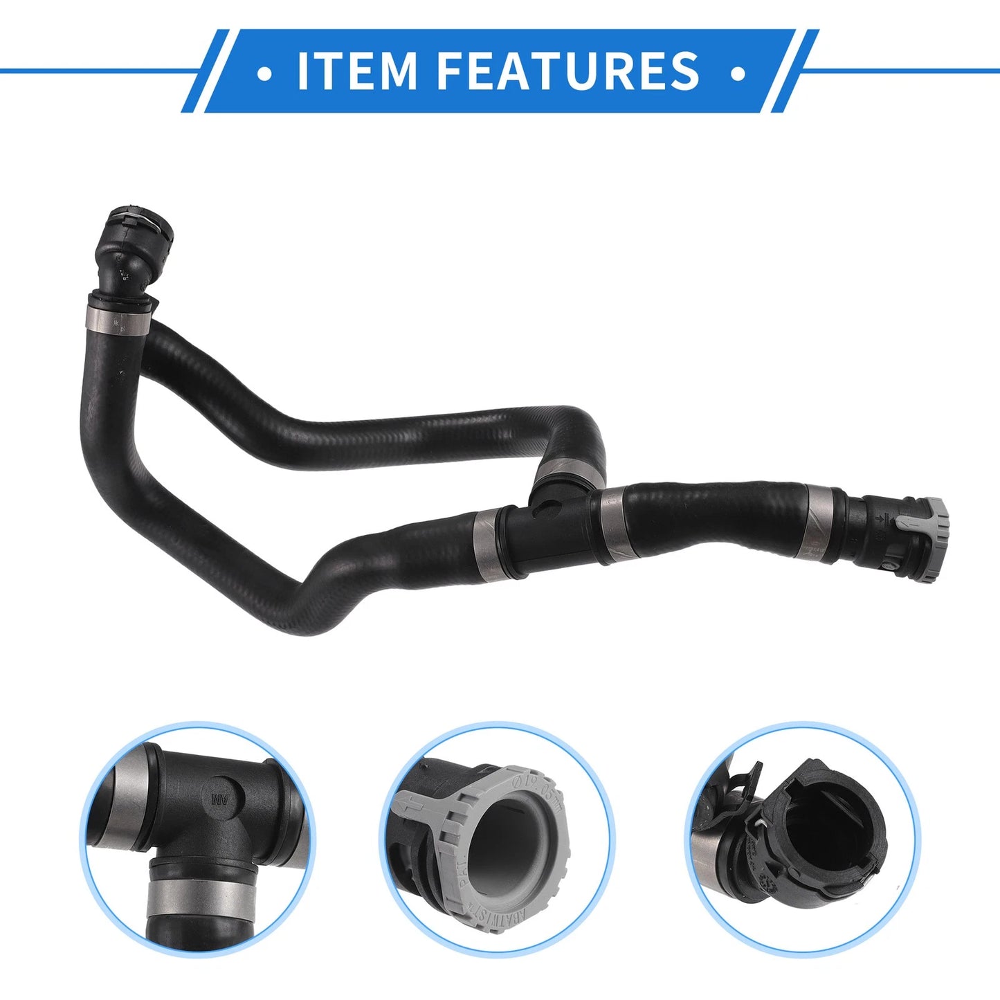 Heater Hose for Ford Escape 2013-2019, Rubber Black