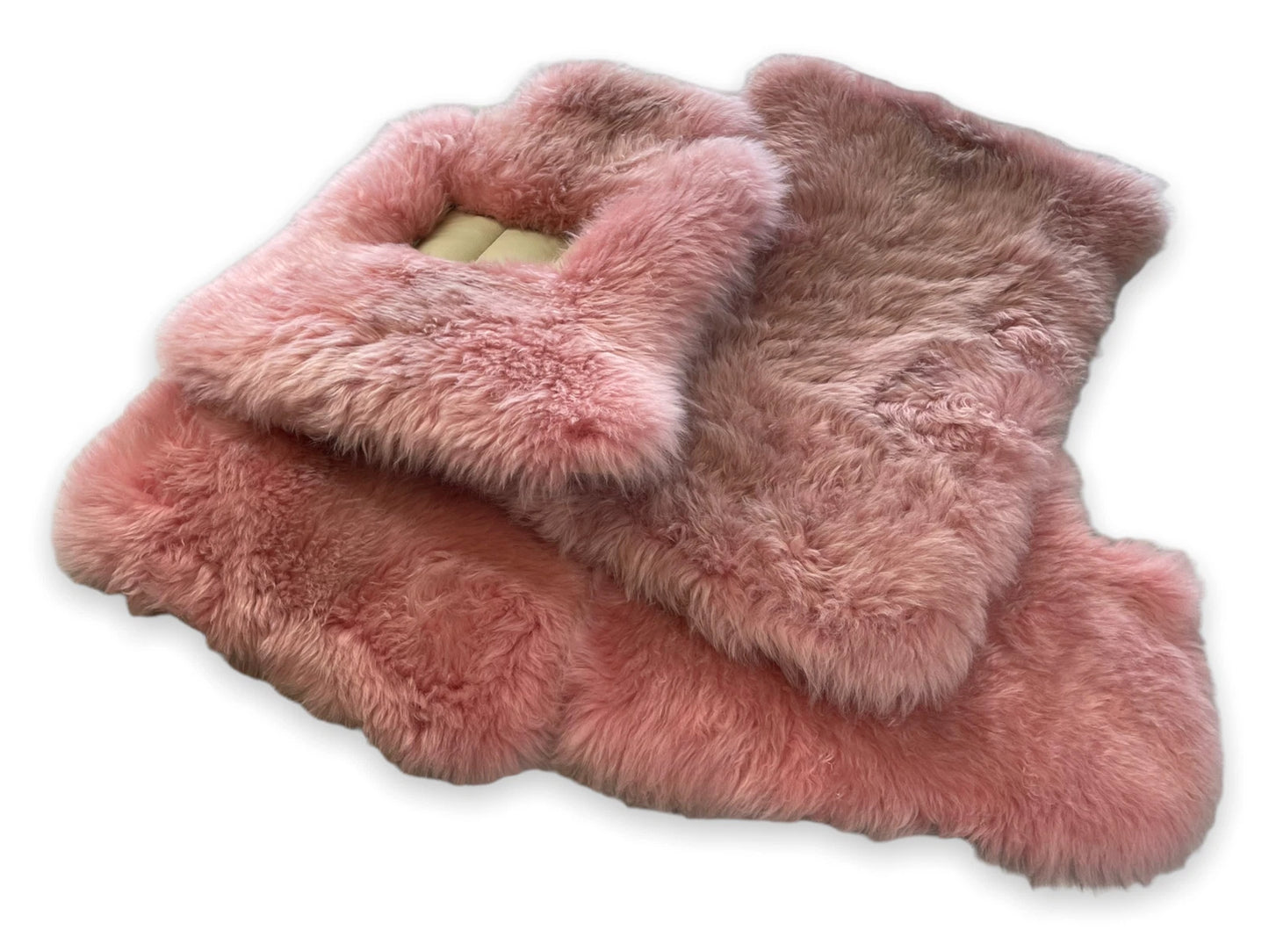 Pink Genuine Sheepskin Floor Mats for Rolls Royce Wraith (2013-2017)