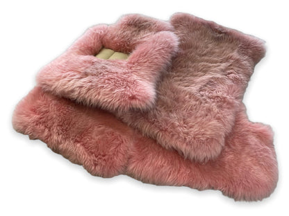Pink Genuine Sheepskin Floor Mats for Rolls Royce Wraith (2013-2017)