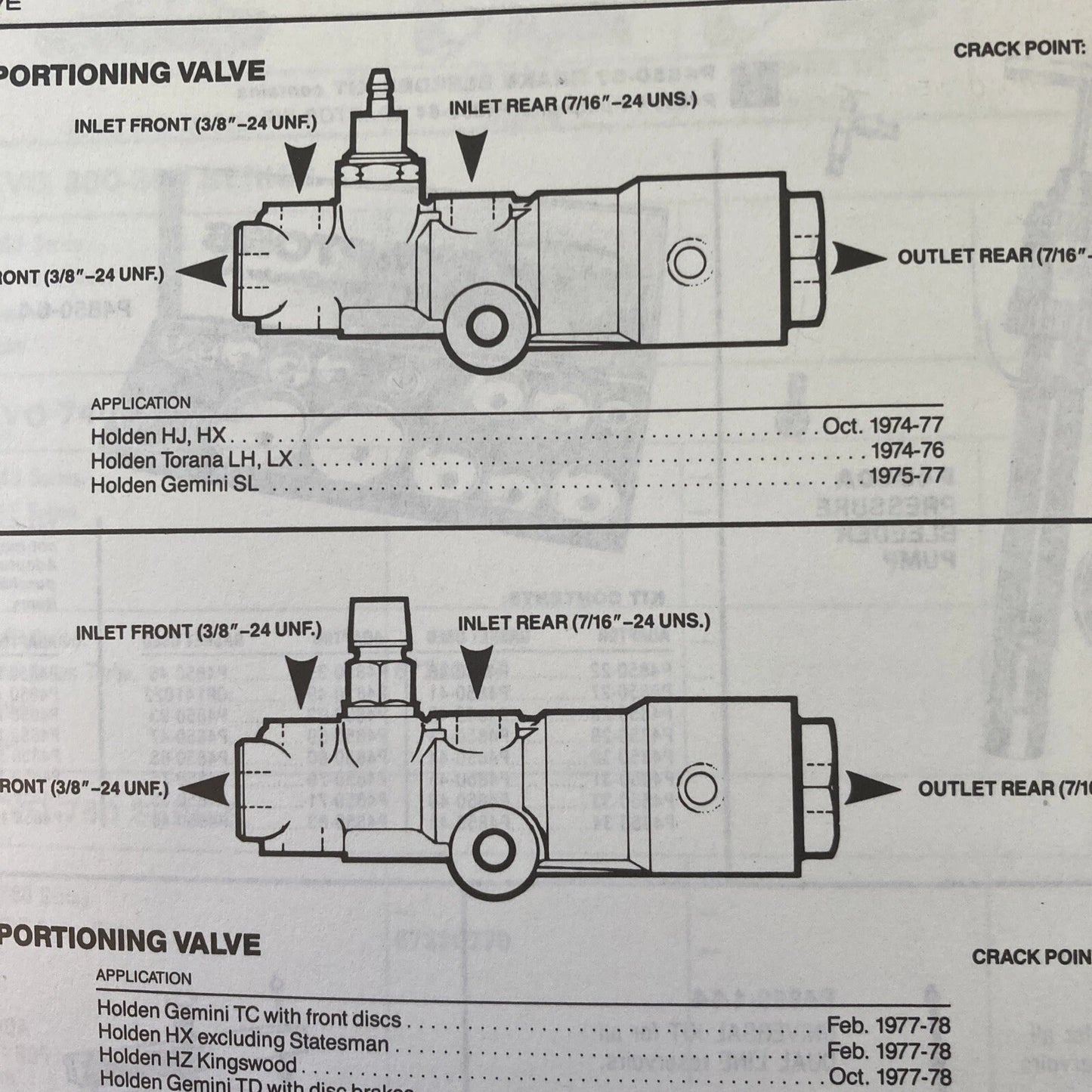 Brake Proportioning Valve Seal Kit for Holden Torana LH/LX