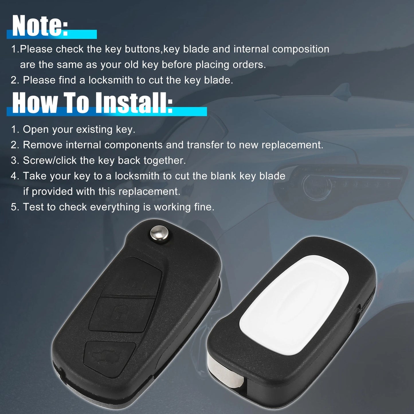 Remote Control Key Fob Case for Ford Ka (2008-2016) - 1 x Shell