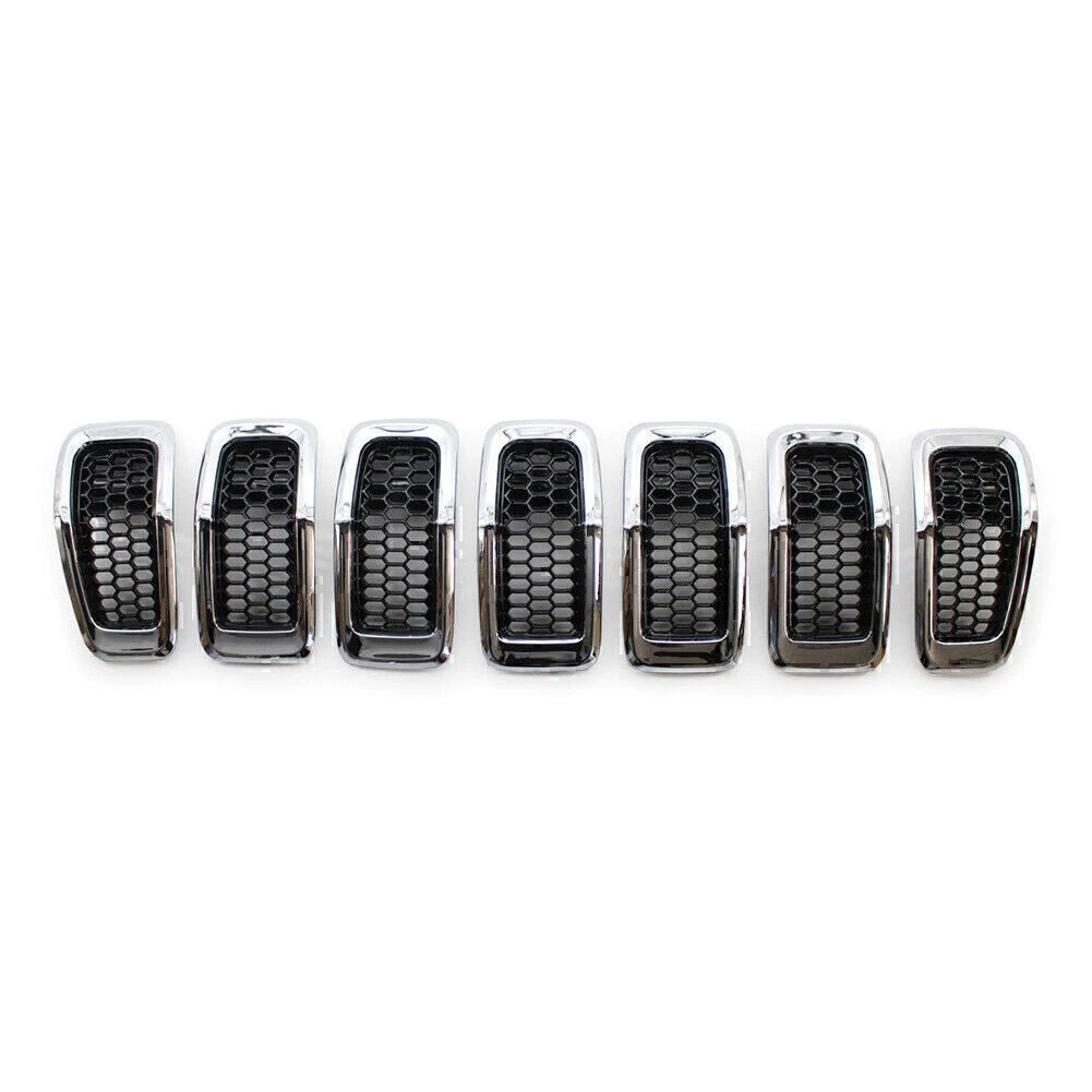 Chrome Honeycomb Grille Inserts Cover Trim for Jeep Cherokee (2014-2018)