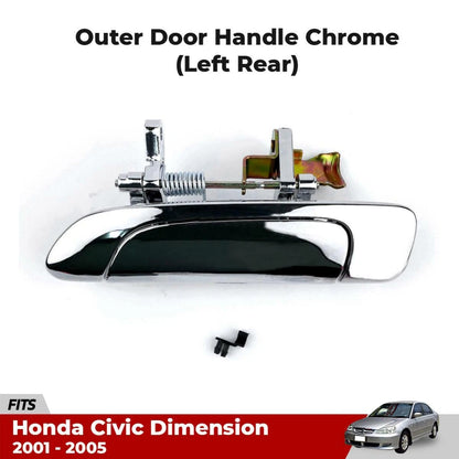 LH Rear Outer Door Handle Chrome Fits Honda Civic Dimension EU EP ES EM 2001-05