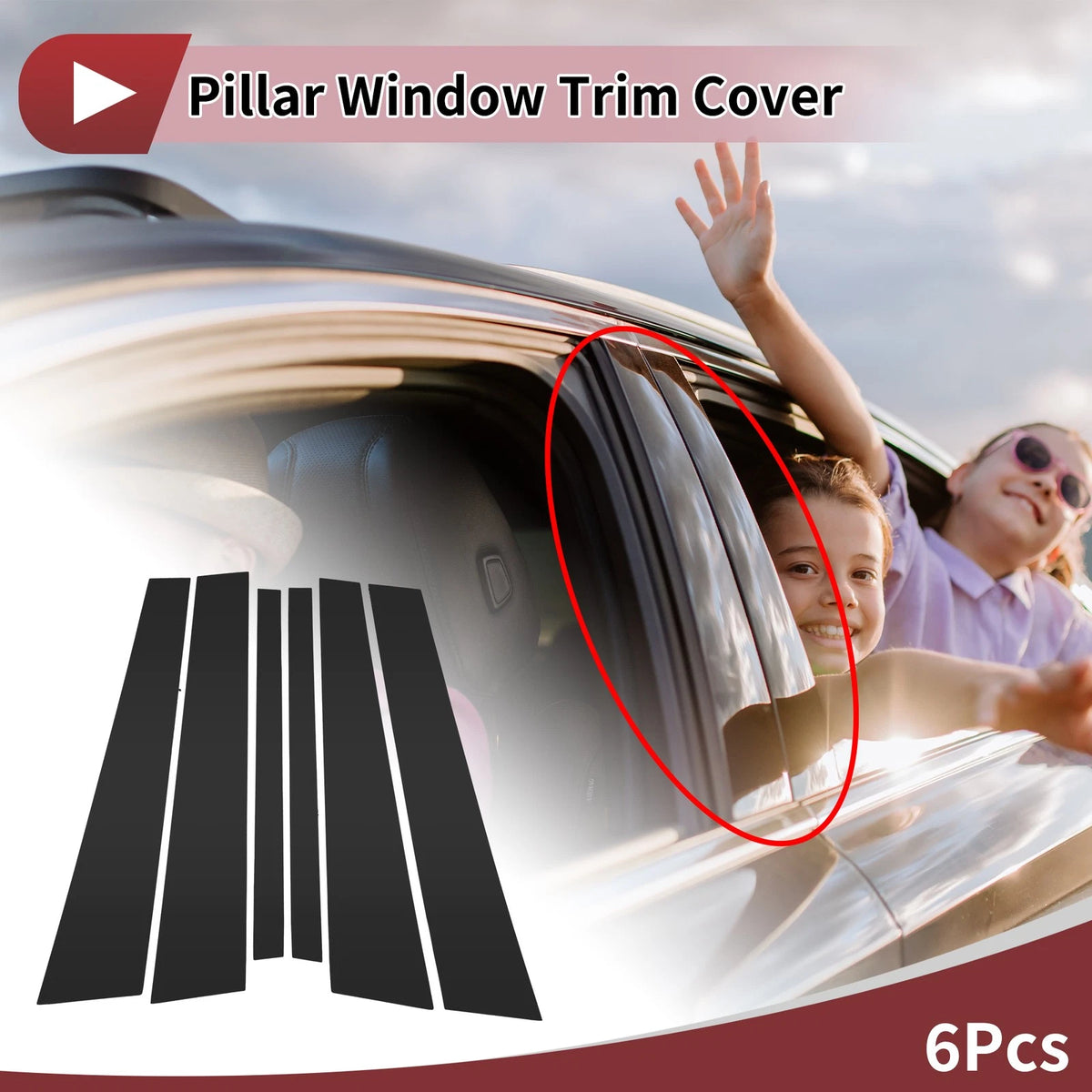 Door Pillar Window Trim for Ford Crown Victoria (1998-2008) Black