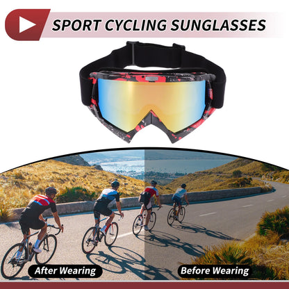 Motorcycle Riding Goggles Colorful Lens Red Black White Frame PC TPU