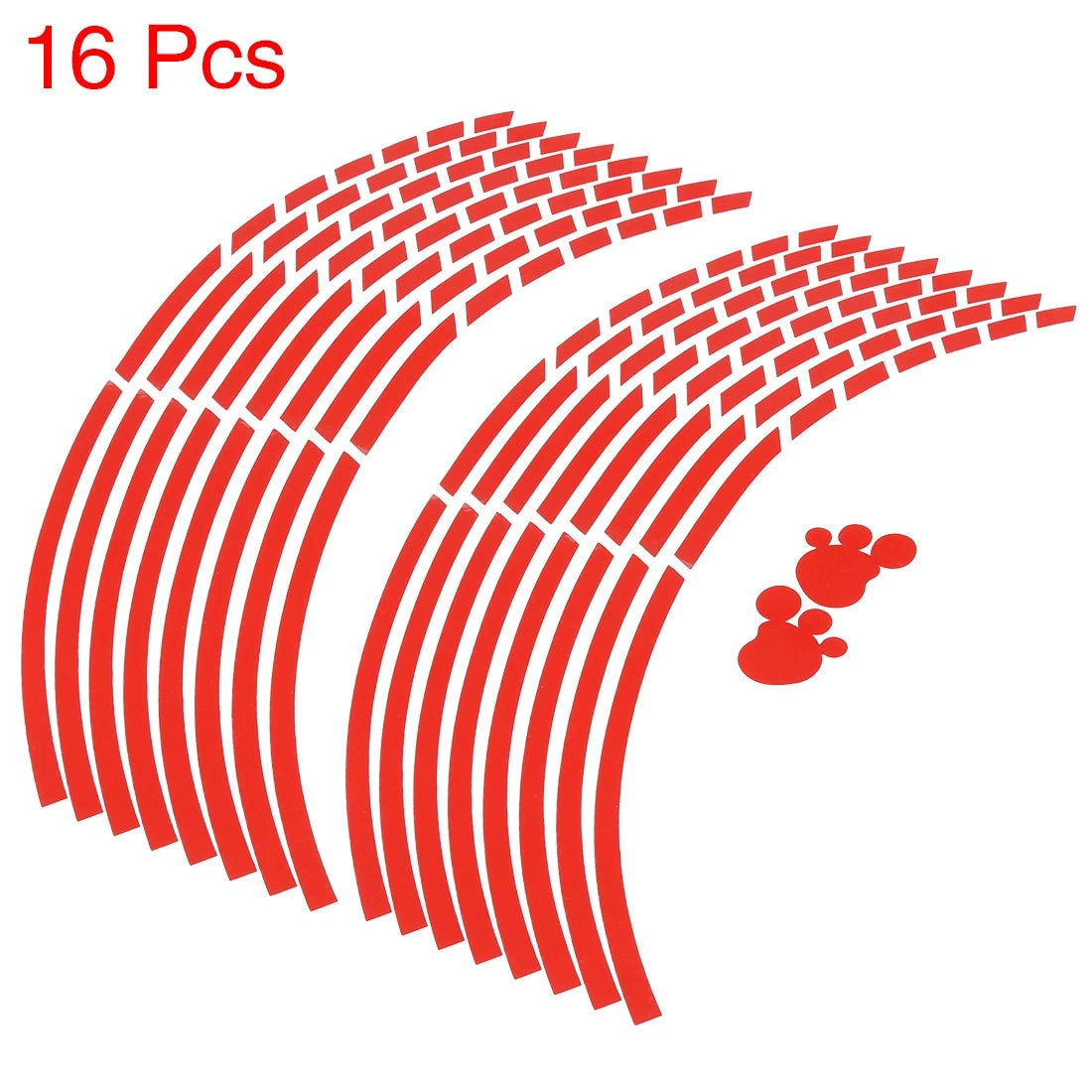 16pcs Rim Sticker Tape Strip Accessory Red for Car & Motorcycle