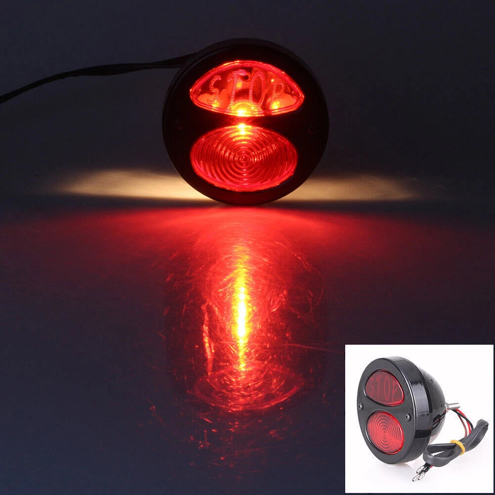 Harley Chrome Black Retro LED Brake Stop Taillight Lamp for Model A