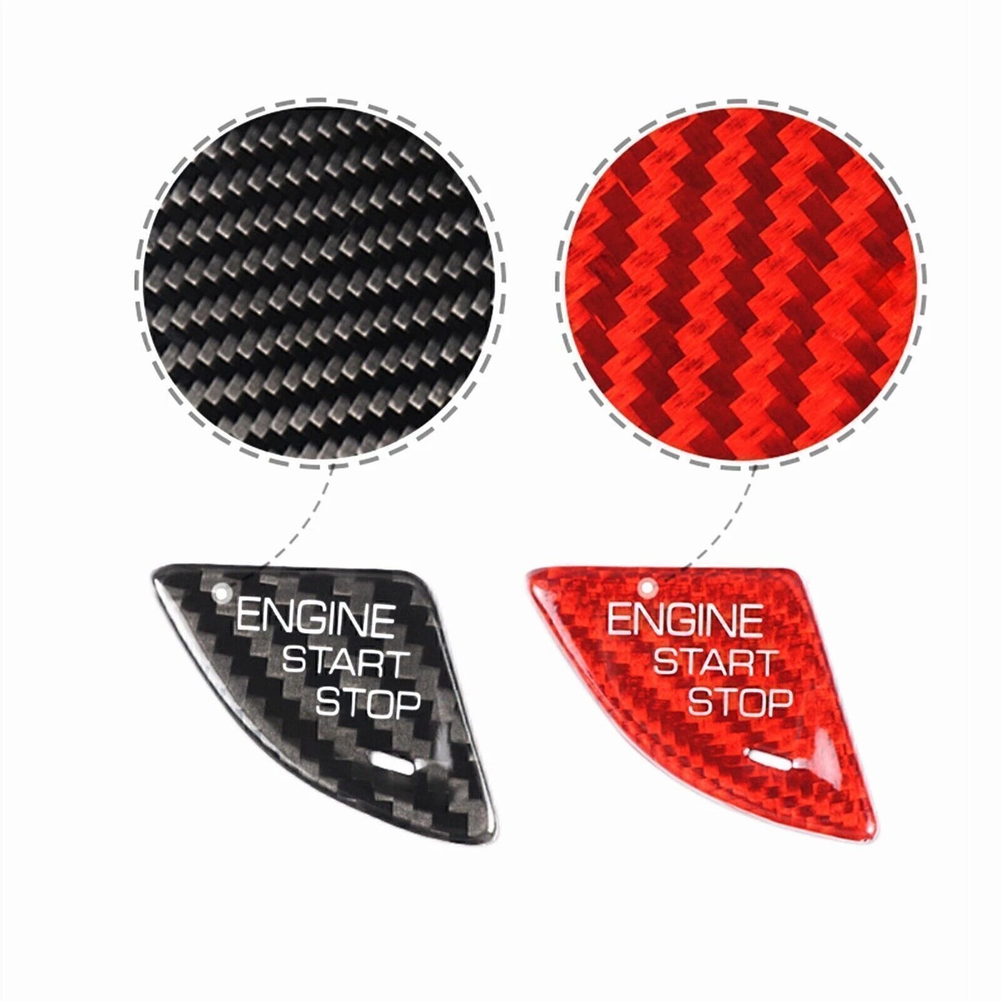 Red Carbon Fiber Engine Start Stop Button Cover for Cadillac ATS ATS-L (2013-2019)