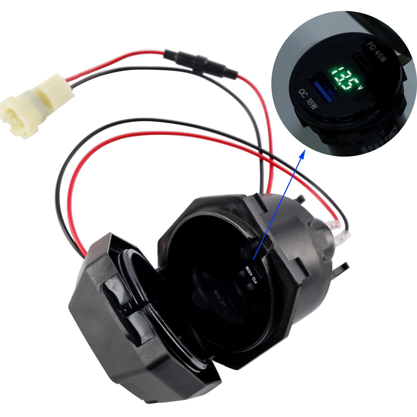 USB + Type-C Fast Charger for Kawasaki Versys 650 (2022-2024)