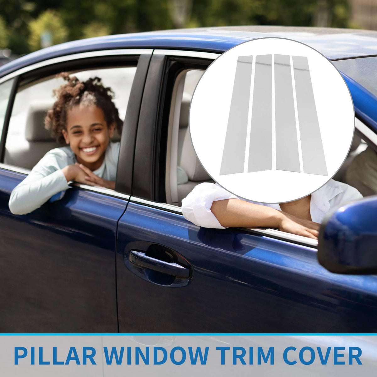 Door Pillar Window Trim / 4 x / Silver Tone for Toyota Highlander (2008–2013)