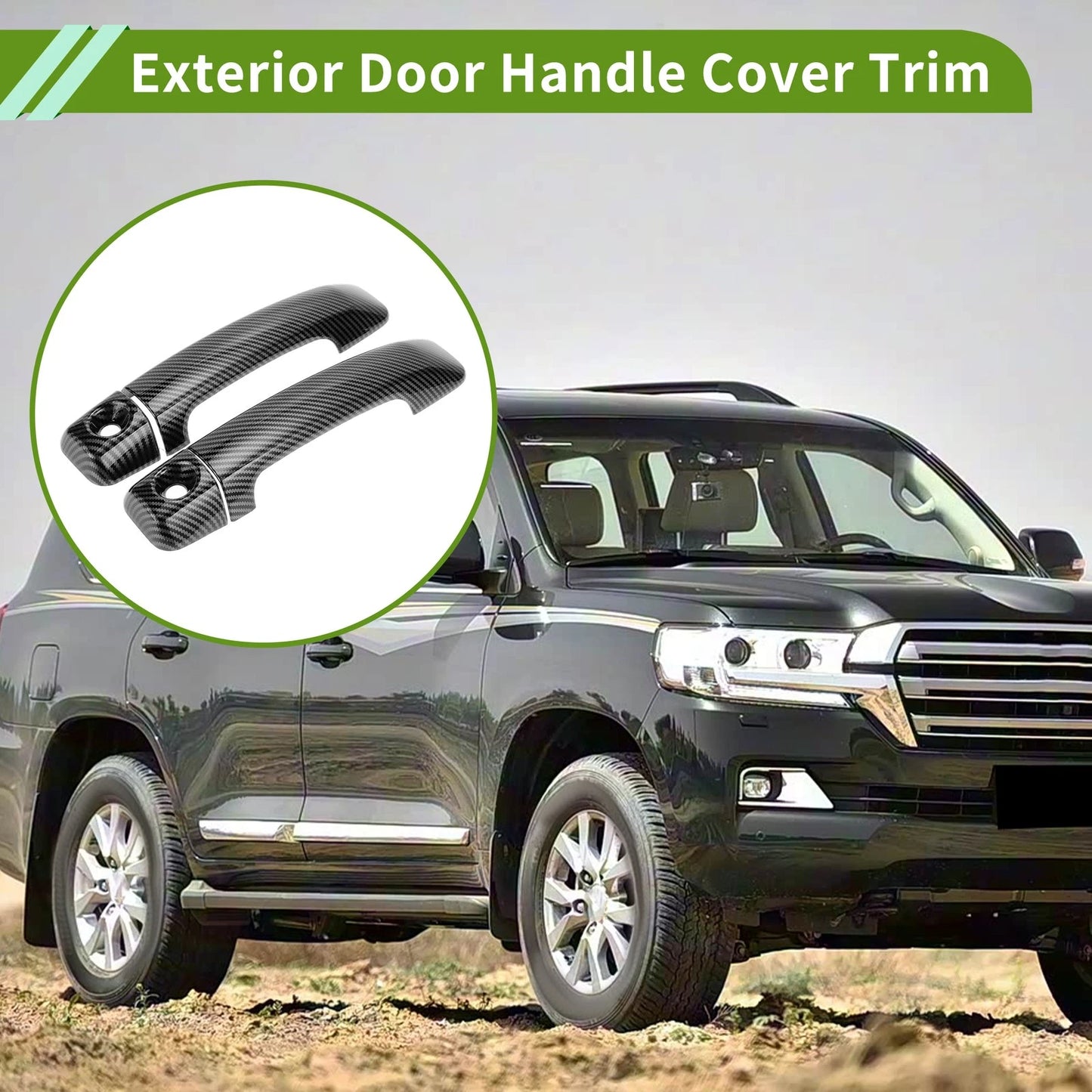 Carbon Fiber Black Exterior Door Handle Cover Trim  for Toyota FJ Cruiser