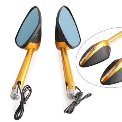 2 x Motorcycle Side Rearview Mirrors with Signal for Yamaha YZF R1 R6 R125 V-Star XV