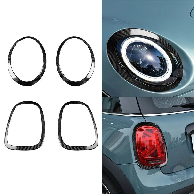 Real Carbon Fiber Headlight Taillight Trim Ring Kit for Mini Cooper F55 F56 F57