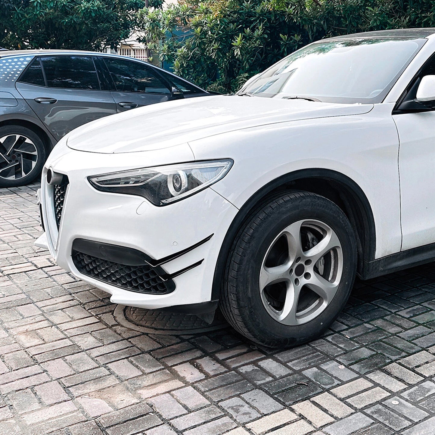 Gloss Black Front Bumper Side Air Vent Trims for Alfa Romeo Stelvio (17-25)