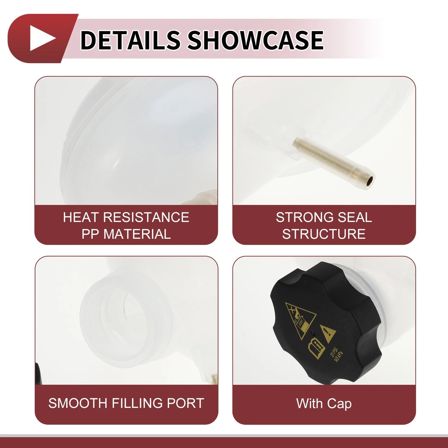 Coolant Expansion Overflow Tank with Cap for Jeep Compass (2017-2023)
