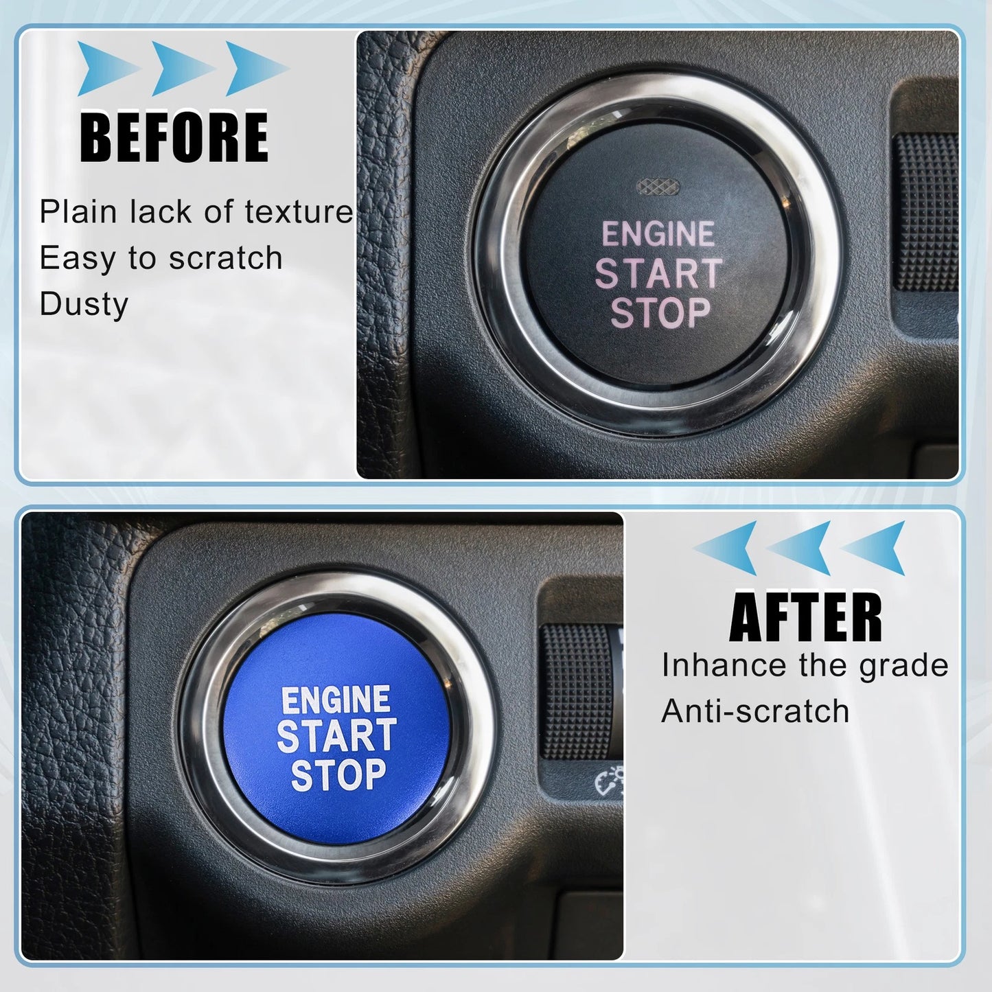 Engine Start Stop Button Cover for Toyota Camry (2018-2023) - Aluminum Blue