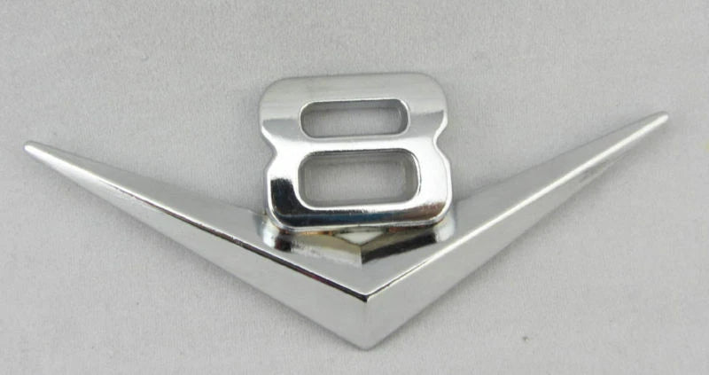 Silver Engine Logo V8 Metal Sticker V8  Emblem Decal Badge