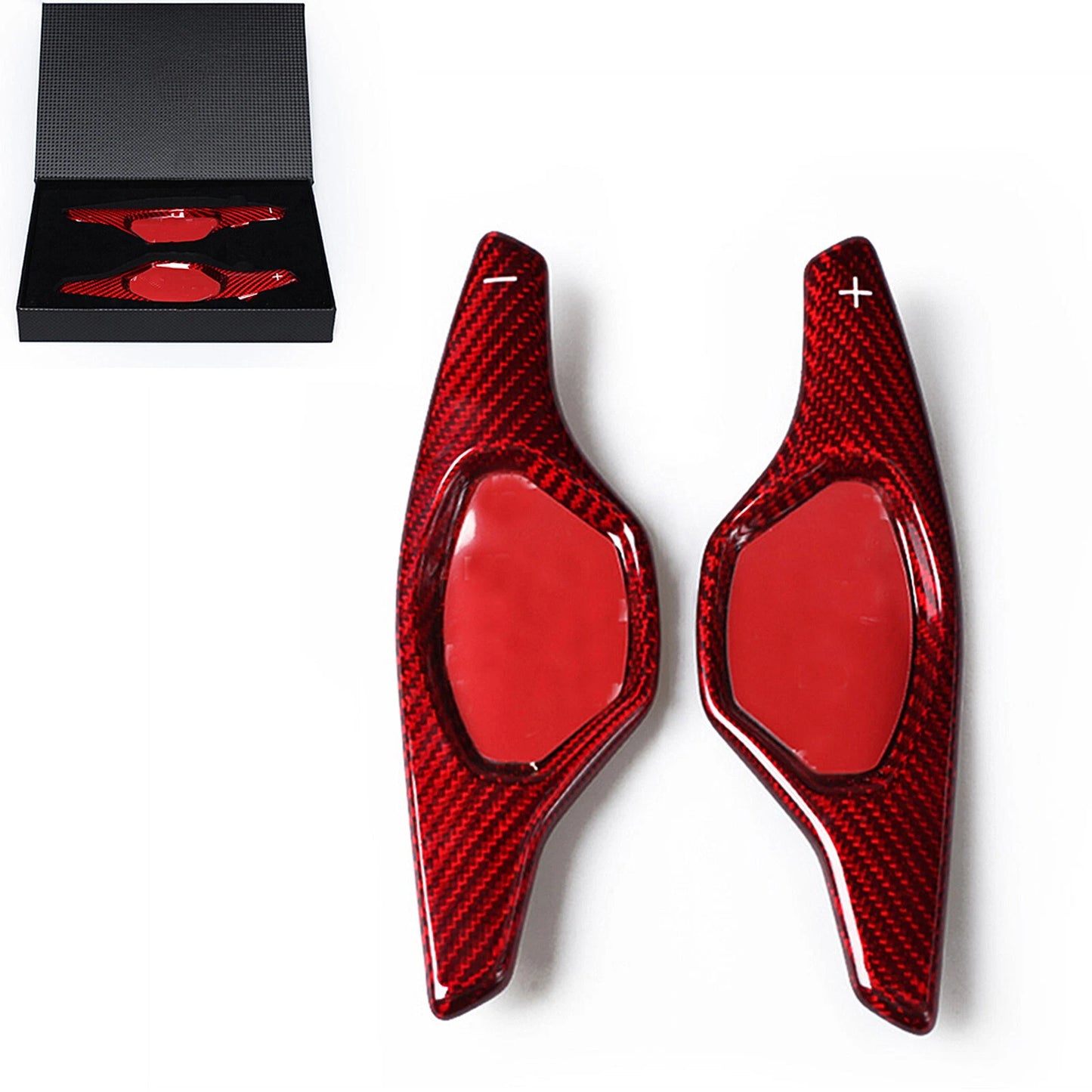2 x Red Carbon Fiber Shift Paddle Extensions for Cadillac XTS (2013-2019)