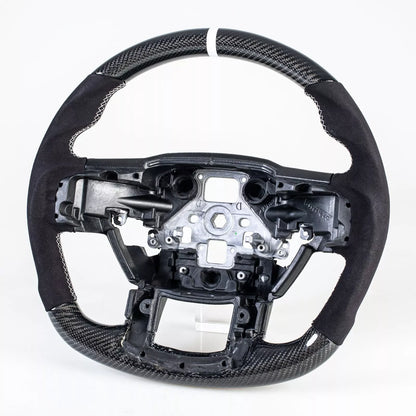 Steering Wheel Carbon Flat Bottom Suede for Ford F150 F250 F350 F450 (15-22)