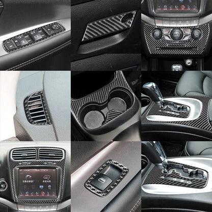 Soft Carbon Fiber Full Interior Kit Console Cover Trim For Dodge Journey 2011-17
